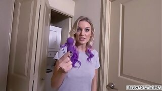 Perv mom in violation overwrought her bit son carrying-on herself with his sex toy!